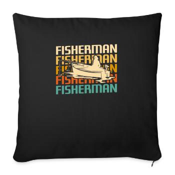 Retro Vintage Classic Fisherman Fishing - Sofa pillowcase 17,3'' x 17,3'' (45 x 45 cm) - black - Front