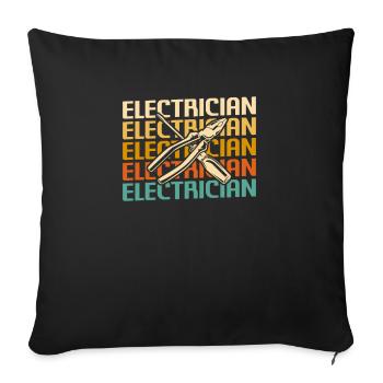Rétro Vintage Classic Electrician Electrical - Housse de coussin décorative 45 x 45 cm - noir - Devant