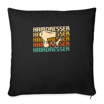 Coiffeur Rétro Vintage Classique Coiffure - Housse de coussin décorative 45 x 45 cm - noir - Devant