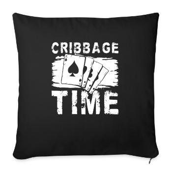 Cribbage Time Shirt Cadeau - Housse de coussin décorative 45 x 45 cm - noir - Devant