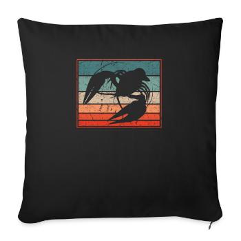 Écrevisse rétro vintage - Housse de coussin décorative 45 x 45 cm - noir - Devant