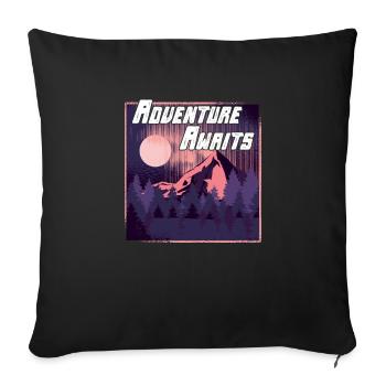 The mountains are calling adventure awaits - Sofa pillowcase 17,3'' x 17,3'' (45 x 45 cm) - black - Front