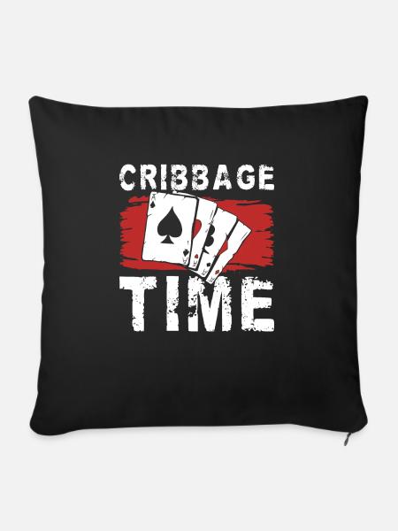 Cribbage Time Shirt Geschenk - Sofakissenbezug 45 x 45 cm - Schwarz