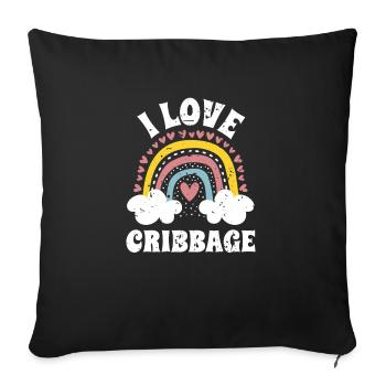 J’aime le cadeau de chemise de cribbage - Housse de coussin décorative 45 x 45 cm - noir - Devant