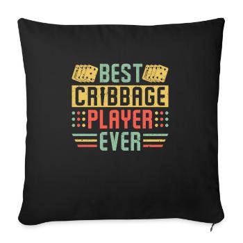 Meilleur joueur de cribbage Cadeau de maillot - Housse de coussin décorative 45 x 45 cm - noir - Devant