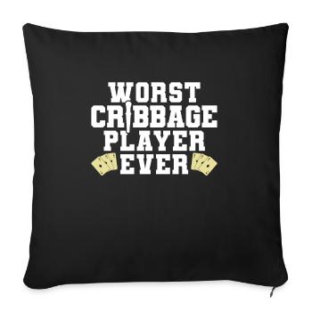 Le pire joueur de cribbage de tous les temps cadeau de maillot - Housse de coussin décorative 45 x 45 cm - noir - Devant