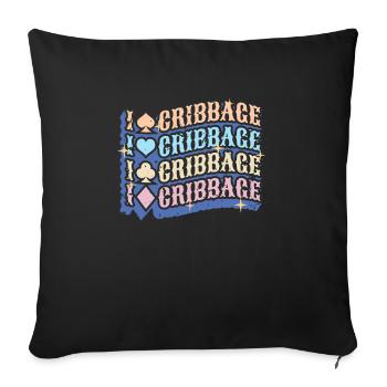 J’aime Cribbage Shirt Cadeau - Housse de coussin décorative 45 x 45 cm - noir - Devant