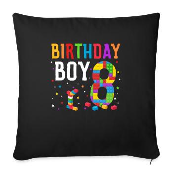 Birthday child building blocks 14 years old - Sofa pillowcase 17,3'' x 17,3'' (45 x 45 cm) - black - Front