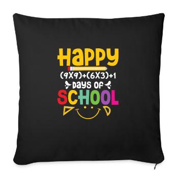 Joyeux (9x9)+(6x3)+1 jours d’école scolaire - Housse de coussin décorative 45 x 45 cm - noir - Devant