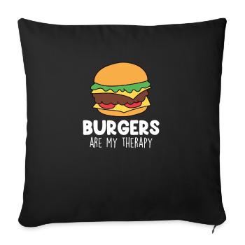 Drôle de citation de hamburger Cheeseburger Lover - Housse de coussin décorative 45 x 45 cm - noir - Devant