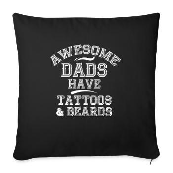 Les grands papas ont des tatouages et une journée des papas barbus - Housse de coussin décorative 45 x 45 cm - noir - Devant