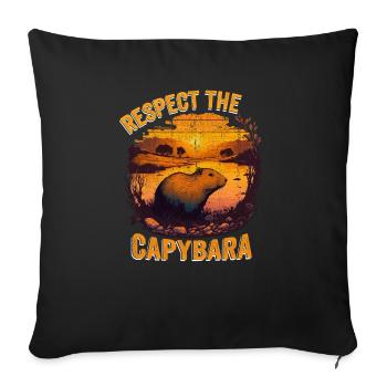 Respect The Capybara Animal Funny Capybara Lover - Sofa pillowcase 17,3'' x 17,3'' (45 x 45 cm) - black - Front