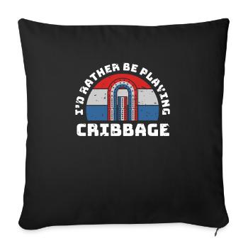 Je préfère jouer au cadeau de chemise de cribbage - Housse de coussin décorative 45 x 45 cm - noir - Devant
