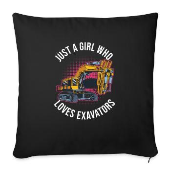 Baggerfahrer Frau Bagger Mädchen - Housse de coussin décorative 45 x 45 cm - noir - Devant