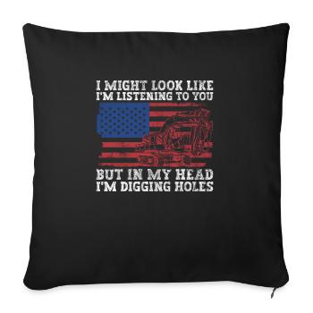 Bauarbeiter Bagger Schwermaschinenbedienern - Housse de coussin décorative 45 x 45 cm - noir - Devant