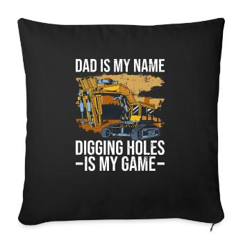 Baggerfahrer Papa Vater Schwermaschinenführer - Housse de coussin décorative 45 x 45 cm - noir - Devant