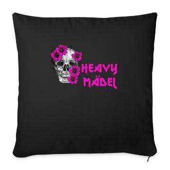 Rockerbraut Heavy Mädel Metal Musik Totenkopf - Sofakissenbezug 45 x 45 cm - Schwarz - Vorne