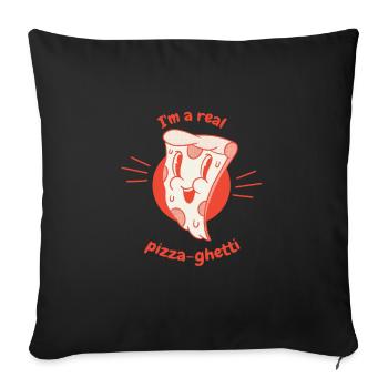 Je suis un vrai amateur de pizza rétro ghetti drôle - Housse de coussin décorative 45 x 45 cm - noir - Devant