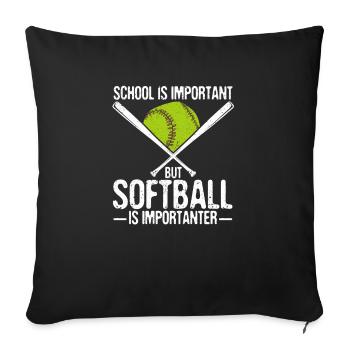 L’école vintage est importante, mais le softball - Housse de coussin décorative 45 x 45 cm - noir - Devant
