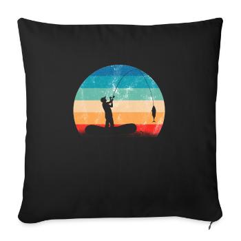 Cadeau de pêche pêcheur pêcheur Petri canne de guérison - Housse de coussin décorative 45 x 45 cm - noir - Devant