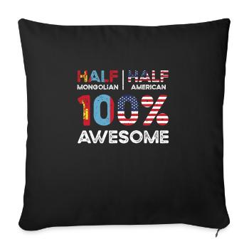 Né en Mongolie Mongolie Américains USA - Housse de coussin décorative 45 x 45 cm - noir - Devant