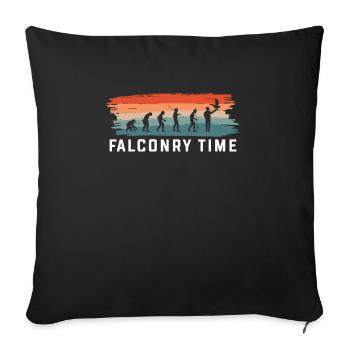 Vintage Retro Falconry Time - Sofakissenbezug 45 x 45 cm - Schwarz - Vorne
