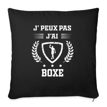 Je peux pas j'ai boxe homme humour - Housse de coussin décorative 45 x 45 cm - noir - Devant