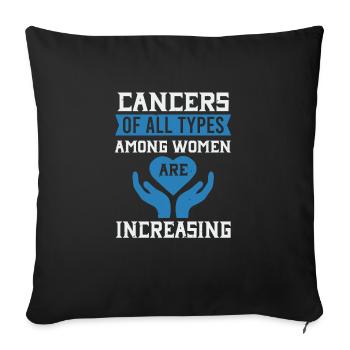 LES CANCERS DE TOUS TYPES CHEZ LES FEMMES SONT EN AUGMENTATION - Housse de coussin décorative 45 x 45 cm - noir - Devant
