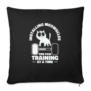 Cat Weightlifting Pet Owner Installing Weight - Sofa pillowcase 17,3'' x 17,3'' (45 x 45 cm) - black - Front
