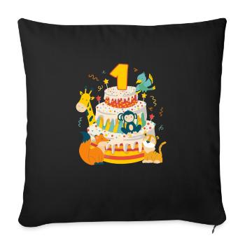 1st Birthday Cake Animals Party Gift 1 Year Old - Sofa pillowcase 17,3'' x 17,3'' (45 x 45 cm) - black - Front
