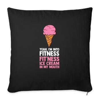 Funny Ice Cream Quote - Sofa pillowcase 17,3'' x 17,3'' (45 x 45 cm) - black - Front