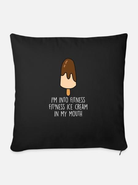 Lustiges Eiscreme-Zitat - Sofakissenbezug 45 x 45 cm - Schwarz