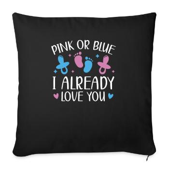 Rosa Oder Blau Ich liebe dich Schon Geschlecht Enthüllung - Sofakissenbezug 45 x 45 cm - Schwarz - Vorne