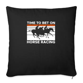 Il est temps de parier sur la chemise de course de chevaux - Housse de coussin décorative 45 x 45 cm - noir - Devant