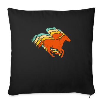 Cadeau de chemise de course de chevaux rétro vintage - Housse de coussin décorative 45 x 45 cm - noir - Devant