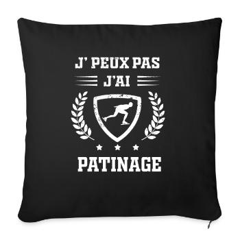 Je peux pas j'ai patinage humour - Housse de coussin décorative 45 x 45 cm - noir - Devant