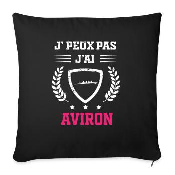 Je peux pas j'ai aviron femme - Housse de coussin décorative 45 x 45 cm - noir - Devant