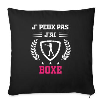 Je peux pas j'ai boxe femme - Housse de coussin décorative 45 x 45 cm - noir - Devant