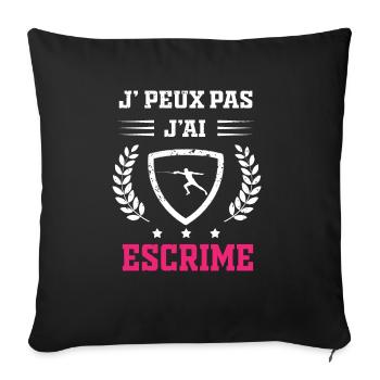 Je peux pas j'ai escrime femme - Housse de coussin décorative 45 x 45 cm - noir - Devant