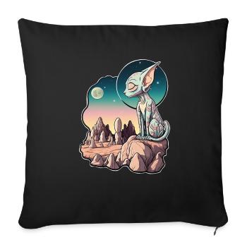 Sphynx cat - alien lovecraftian landscape - Sofa pillowcase 17,3'' x 17,3'' (45 x 45 cm) - black - Front