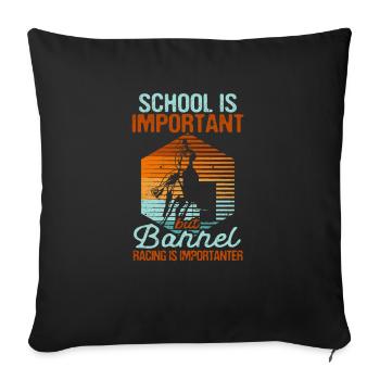 L’école drôle est importante, mais les courses de barils - Housse de coussin décorative 45 x 45 cm - noir - Devant