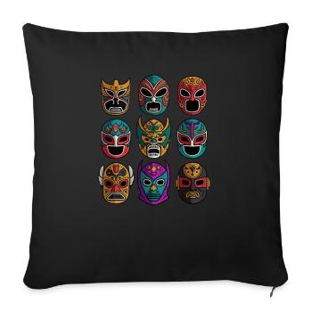 Retro Lucha Libre Masken - Freestyle Wrestling - Sofakissenbezug 45 x 45 cm - Schwarz - Vorne