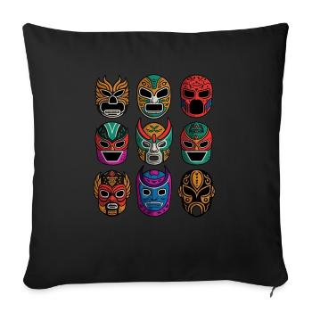 Masken der Legenden - Retro Lucha Libre Wrestlong - Sofakissenbezug 45 x 45 cm - Schwarz - Vorne