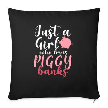 Juste une fille qui aime les banques à piggs sauver - Housse de coussin décorative 45 x 45 cm - noir - Devant