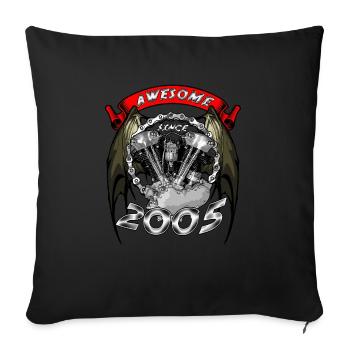 Génial depuis 2005, anniversaire du motard - Housse de coussin décorative 45 x 45 cm - noir - Devant