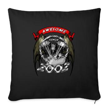 Génial depuis 2002, anniversaire du motard - Housse de coussin décorative 45 x 45 cm - noir - Devant