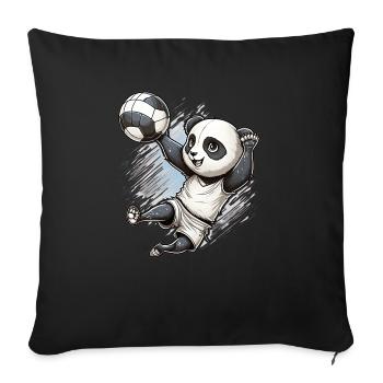 Panda und Volleyball - Cooler Panda beim - Sofakissenbezug 45 x 45 cm - Schwarz - Vorne