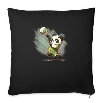 Anime Volleyball Panda - Panda und Volleyball - Sofakissenbezug 45 x 45 cm - Schwarz - Vorne