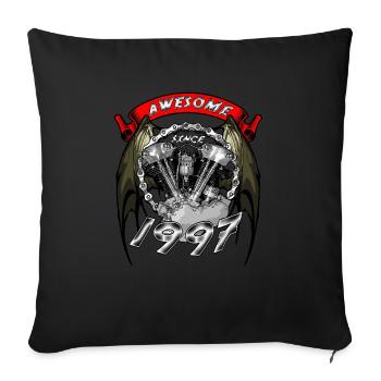 Awesome since 1997, biker's birthday - Sofa pillowcase 17,3'' x 17,3'' (45 x 45 cm) - black - Front