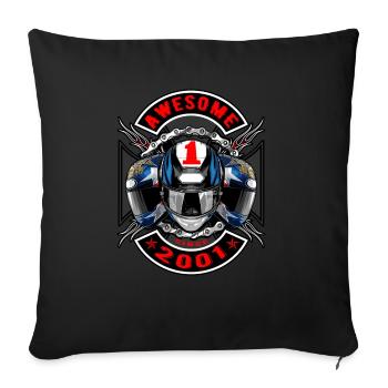 Awesome since 2001, Biker Geburtstag - Sofakissenbezug 45 x 45 cm - Schwarz - Vorne